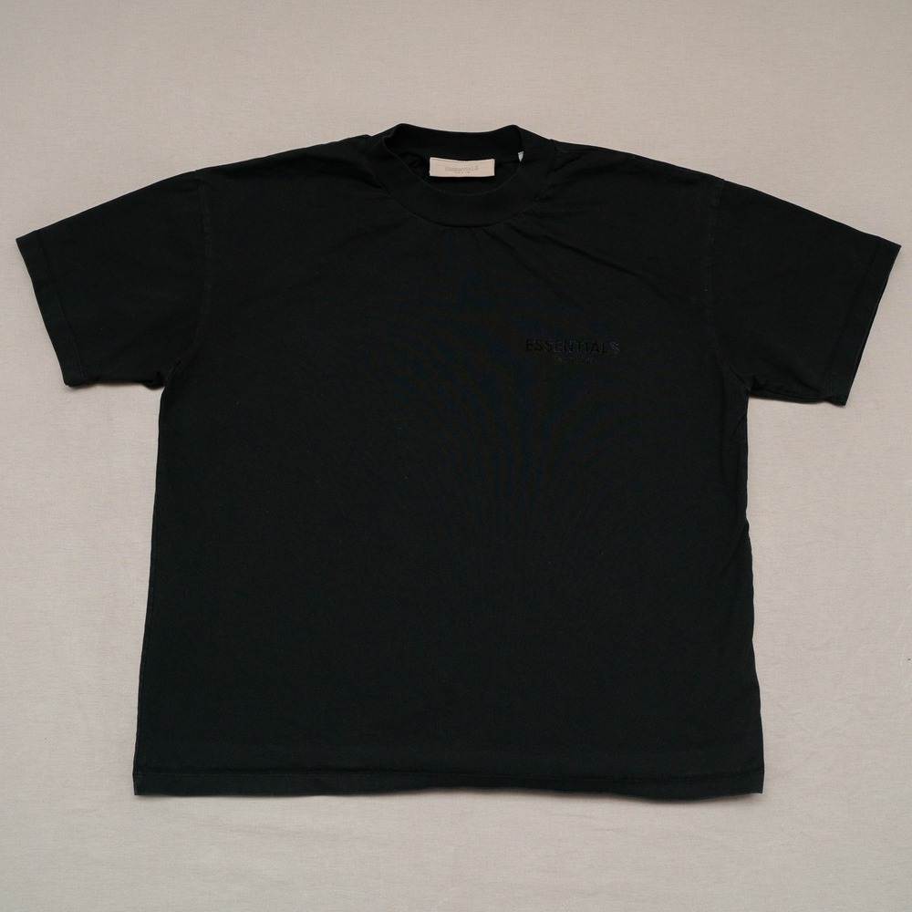 Fear of God Essentials Flock Print Spellout Sweatshirt Black Adult L FOG Logo